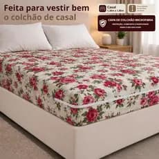 Capa de Colchão Casal Box Microfibra com Zíper 1,38mx1,88m Estampada Macia Lavável Antiácaro