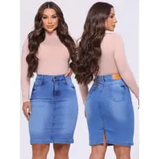 Saia jeans Evangelica Com Elastano Midi Saia Evangelica Cos Alto Cintura Alta Com lycra