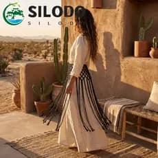 Cinto De Cintura Com Borla De Malha SILODO , Decoração Étnica Antiga Tecida À Mão , Saia Versátil Tecido