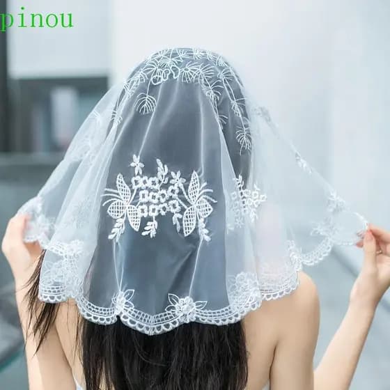 PINOU Lenço De Flor , Renda Respirável Fino Véu Headbands , De Noiva Multifuncional De Cor Sólida