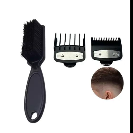 Escova Escovinha Disfarce Degrade Barbeiro Tipo Annie + Kit Pentes De Disfarce 0.5 E 1.5