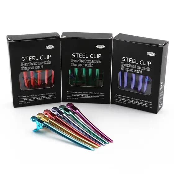 Presilha  Metal Steel Clip Cabelo Ccolorida 12 Unidades Presilha Bico de Pato Clips