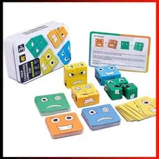 Blocos de Construção de Quebra-Cabeça de Expressões em Madeira, Brinquedos Educativos Montessori para Crianças a Partir