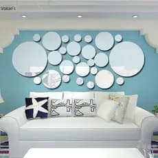 28 Pçs/set Trendy Espelho Acrílico Pontos Redondos Polka Adesivo De Parede DIY Removível Círculo Adesivos Decoração