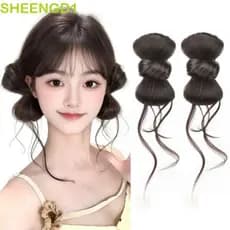 SHEENGD1 2 Peças De Rabo De Cavalo Sintético , Coque Duplo Longo E Bagunçado , Extensões De Cabelo , Clipe De Garra Fofo