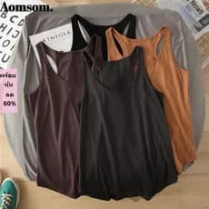 AOMSOM Regatas De Verão , Sem Mangas , Soltas , Cobertura Da Barriga , Colete Esportivo , Roupa Íntima Casual , Camisola