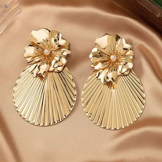 Brincos De Folha De Ginkgo Com Costas Hipoalergênicas Para Mulheres , Design Geométrico Moderno , Joias Da Moda Uso Diár