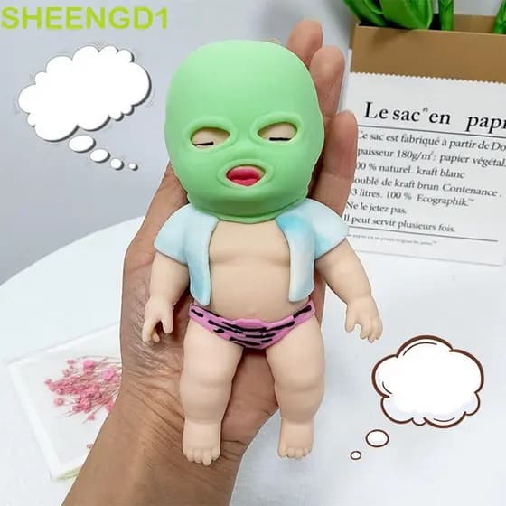 SHEENGD1 Brinquedo De Apertar De Boneca Mascarada , Inquietação TPR Desenho Animado Sensorial De Descompressão De Pitada