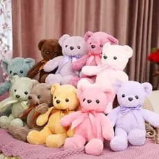 Bonito Multicolorido Pequeno Urso Brinquedo De Pelúcia Menina Travesseiro Fita Ursinho Boneca Presente Decorativo Das Cr