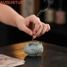 Suporte De Incenso De Lótus AUGUSTUS , Queimador De Bastão Artesanal De Fundo Plano , Bandeja De Queima Ornamento