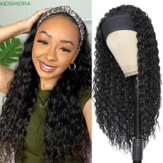 Perucas Sintéticas Da Faixa Cabeça De Kesselmanmoda , Naturais Do Cabelo Onda Profunda Extensão , Encaracolado Ondulado
