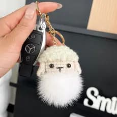 Pingente de cordeiro de pele de vison boneca fofa chaveiro de carro influenciador ins bolsa de boneca de pelúcia pingent