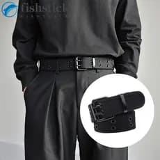 Cinto De Lona FISHSTICKA , Masculino Com Fivela De Metal Tecido , Cintos Tecidos Estilo Coreano De Fileira Dupla