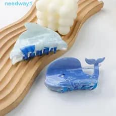 NEEDWAY Garra De Cabelo De Animal , Prendedor Golfinho Baleia Criatura Do Mar Azul , Clipe De Desenho Animado Para Mulhe