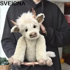 SVEICNA Boneca Móvel De Algodão PP , 25cm Flor Hairband Highland Vaca Brinquedo De Pelúcia , Articulações Móveis Cabelo