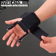SVEICNA 1 Par De Gancho Para Levantamento De Peso , Protetor De Pulso Auxiliar Preto Antiderrapante , Pull-up