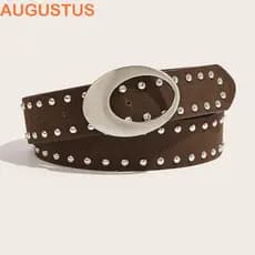 AUGUSTUS Cintura Com Estampa De Leopardo , Cinto De Rebite De Camurça De Couro PU Para Meninas Picantes Masculino Punk F