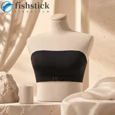 Sutiã Sem Alças FISHSTICKA , Push Up Acolchoado Removível Costura Invisível Com Botão Frontal