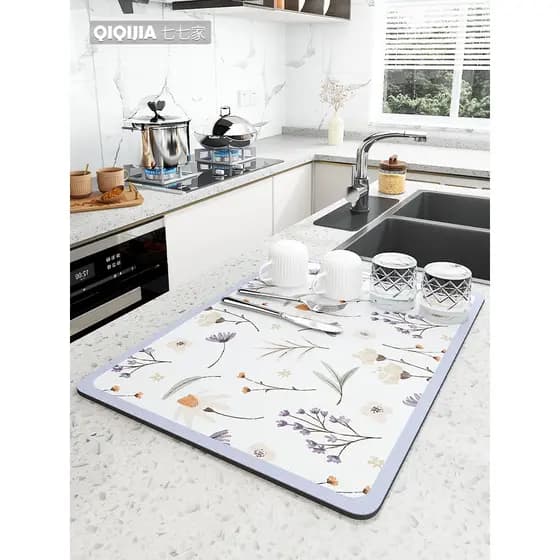 Tapete de drenagem de cozinha barra diatomácea lama absorvente Coaster mesa de chá isolamento térmico pratos copo tapete