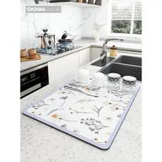 Tapete de drenagem de cozinha barra diatomácea lama absorvente Coaster mesa de chá isolamento térmico pratos copo tapete