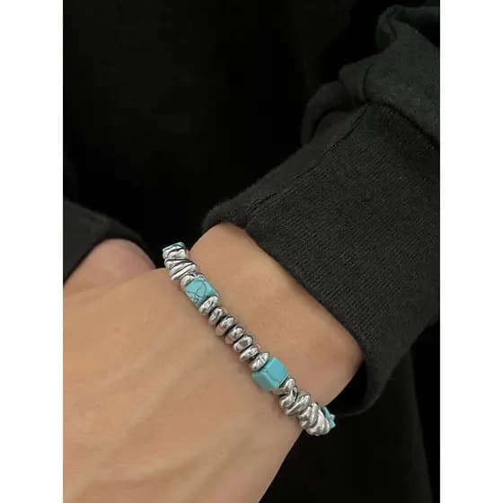 pulseira masculina pulseira G-Overshare Design Original nicho Irregular titânio aço turquesa pulseira masculina simples