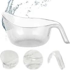 Escorredor de arroz elegante e multifuncional com alça – Utensílio de cozinha durável, de plástico transparente sem BPA,