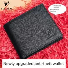 carteira masculina carteira masculina com ziper Niu Tu Ji carteira masculina de couro genuíno estilo curto 2026 novo est