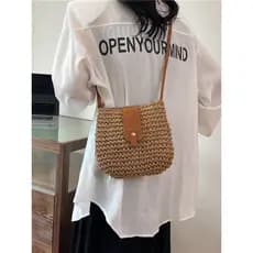 bolsa transversal feminino Bolsa Ins coreano palha tecido saco feminino 2026 novo estilo verão Casual leve sela saco est