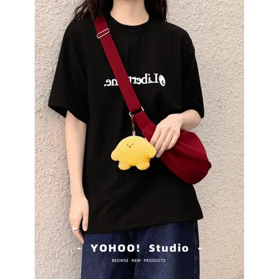 bolsa femenina Bolsa YOHOO Bolsa japonesa de lona de cor sólida para celular
