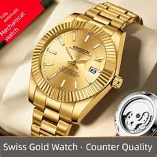 relogio masculino Relógio de ouro genuíno relógio suíço masculino automático puro relógio mecânico luminoso turbilhão à