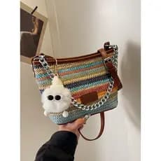 Bolsa bolsa transversal feminino Moda colorido vermelho tecido balde saco feminino 2026 verão novo estilo simples Casual