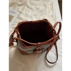 bolsa feminina bolsa transversal feminino Bolsa balde de palha feminina 2025 novo estilo All-Match bolsa mensageiro de u