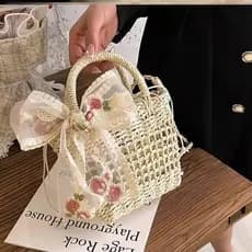bolsa transversal feminino bolsa feminina Verão novo estilo arco nó tecido saco feminino All-Match High-End sentir peque