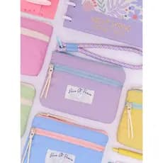 Original bonito tecido saco do telefone móvel cor sólida zíper longo Mini bolsa de moedas feminino Apple saco do telefon