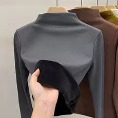 Peluciada Termica De Frio Elegante Meia Gola Alta  Casual Inverno Grossa Blusa De Frio Feminina Plus Size G2