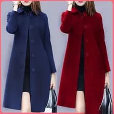 Casaco De lã Feminino Plus size Para frio Lapela Sobretudo Para Inverno Longo Grosso De Cor Lisa Elegante Casual Moda
