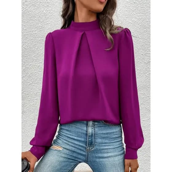 Camisa de cetim feminina moda manga comprida camisa superior de seda