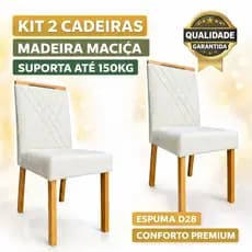 Kit 2 Cadeiras de Jantar Estofadas Veludo Madeira Maciça D28 Suporta 150kg Envio Full