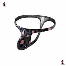 Fio dental masculino com estampa de leopardo sensual, cueca masculina de cintura baixa com estampa GGKU.
