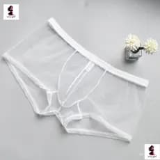 Roupa íntima de gaze ultra-fina, roupa íntima masculina respirável, cuecas boxer masculinas transparentes e sensuais LEN