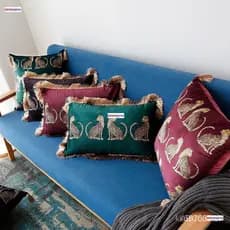 Capa de Almofada de Sofá de Luxo com Franjas e Decoração em Estampa de Leopardo UFKN ZRUQ