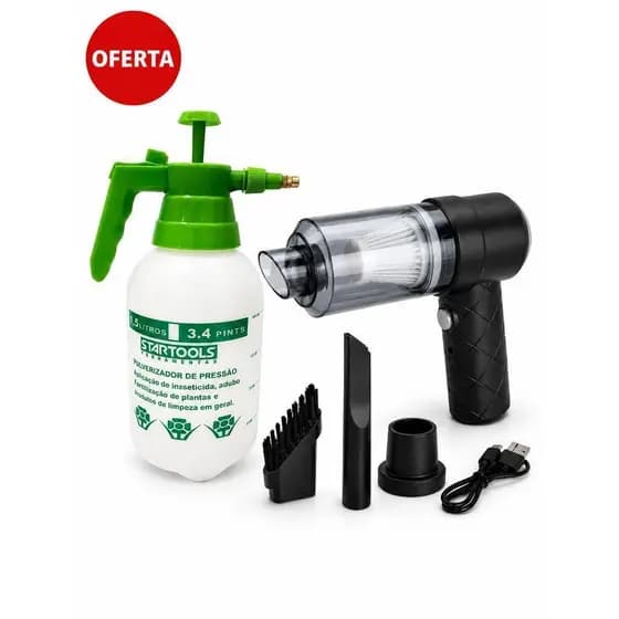 Kit Limpa Carro Aspirador Ultra Forte com Pulverizador de Pressão