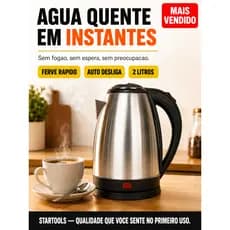 Chaleira Elétrica 2L Startools - Aquecimento Rápido, Base Giratória e Segurança Automática