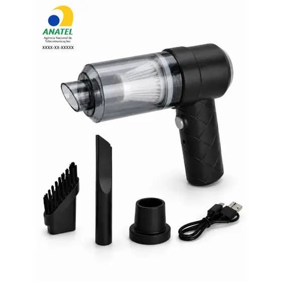 Aspirador Portátil Sem Fio Recarregável USB 50W com Bicos para Carro Casa Escritório