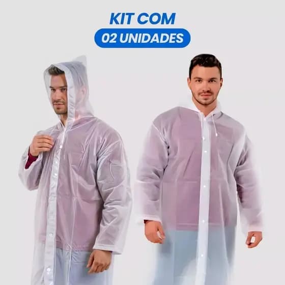 Capa De Chuva Grossa Longa Premium Transparente Reforçada Adulto Unissex Impermeável Com Capuz