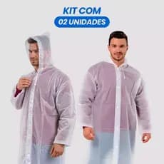 Capa De Chuva Grossa Longa Premium Transparente Reforçada Adulto Unissex Impermeável Com Capuz