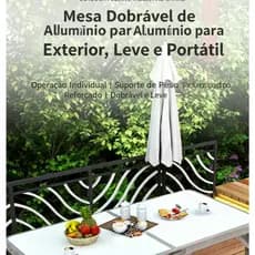 Mesa Dobrável Portátil Com Altura Regulável 3 Níveis Vira Maleta E 4 Banquinhos
