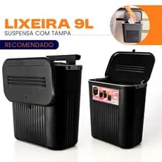 Lixeira 9 Litros Suspensa Preta Cesto de Lixo Para Banheiro Cozinha Escritório Quarto