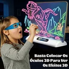 Lousa Mágica LED 3D Regravável com Óculos 3D Desenho Colorido Presente Infantil