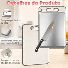 Tábua de Corte Dupla Face Inox Plástico PP